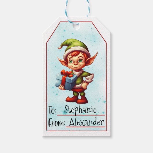 Kerst Elf (1) Cadeaulabel (Voorkant)
