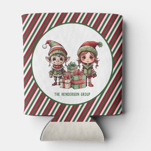 Kerst Elf aangepaste naam vakantie Blikjeskoeler (Achterkant)