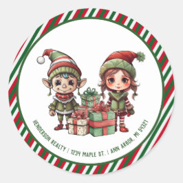 Kerst Elf Aangepaste vakantie retour adres Ronde Sticker