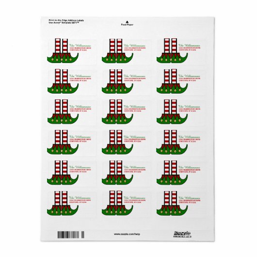 Kerst Elf Adresetiketten Etiket (Full Sheet)