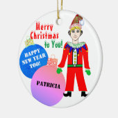 Kerst Elf Blauw Roze Ornament Ballen Naam (Links)