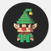 Kerst Elf Blok Bouwer Brick Master Ronde Sticker (Voorkant)
