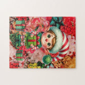 Kerst Elf & Bows Leuke vakantie Familie Legpuzzel (Horizontaal)