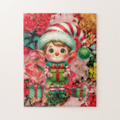 Kerst Elf & Bows Leuke vakantie Familie Legpuzzel (Verticaal)