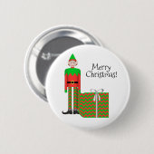 Kerst Elf Button - Chevron Cadeaupakket (Voorkant /achterkant)