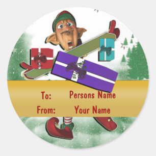 Kerst elf cadeau label schattig