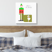 Kerst Elf Canvas Print - Chevron cadeau pakket (Insitu (Slaapkamer))