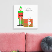 Kerst Elf Canvas Print - Gestreept geschenkpakket (Insitu (Woonkamer))