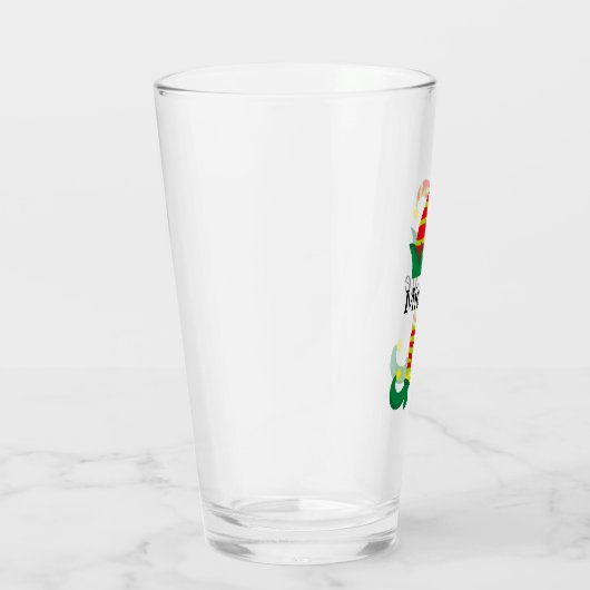 Kerst Elf Cartoon gepersonaliseerd Glas (Rechts)