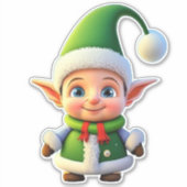 Kerst Elf Cartoon Graphic Xmas Vakantie Seizoen Sticker (Voorkant)