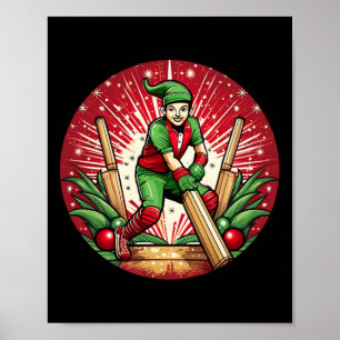 Kerst Elf Cricket Poster