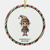 Kerst Elf Custom Gelukkige Vakantie Keramisch Ornament (Voorkant)