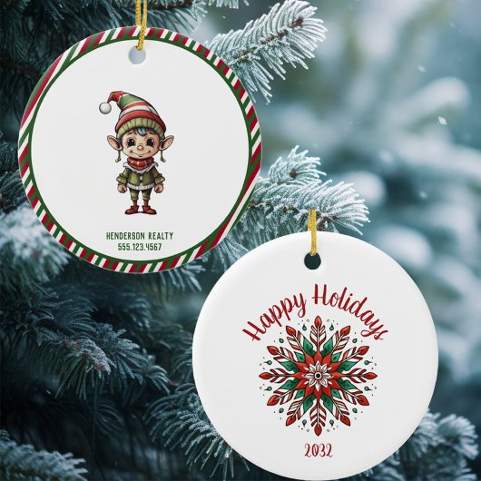 Kerst Elf Custom Gelukkige Vakantie Keramisch Ornament