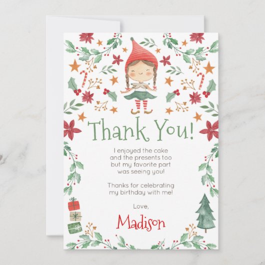 Kerst Elf Dankkaarten Kaart (Voorkant)