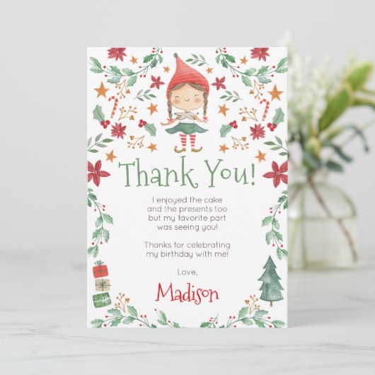 Kerst Elf Dankkaarten Kaart (Staand voorkant)