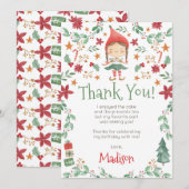 Kerst Elf Dankkaarten Kaart (Voorkant / Achterkant)