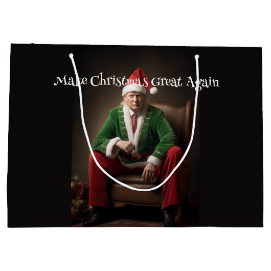 Kerst Elf Donald Trump Groot Cadeauzakje (Achterkant)