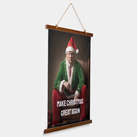 Kerst Elf Donald Trump Hangend Wandkleed (Gebogen)