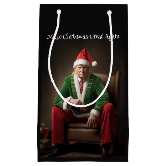 Kerst Elf Donald Trump Klein Cadeauzakje (Voorkant)