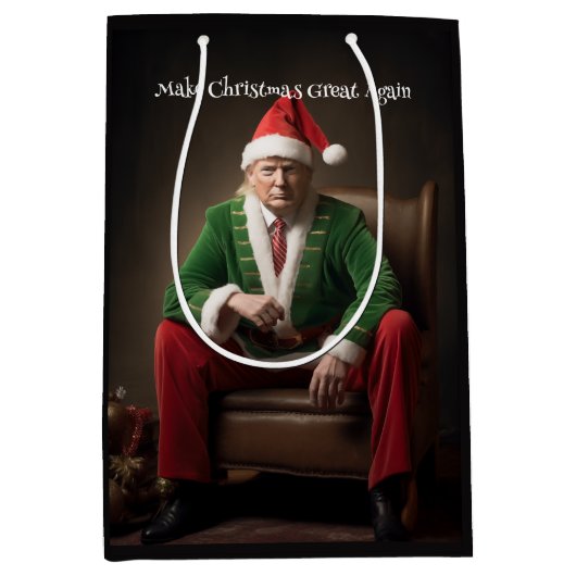 Kerst Elf Donald Trump Medium Cadeauzakje (Voorkant)