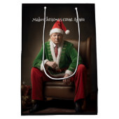 Kerst Elf Donald Trump Medium Cadeauzakje (Achterkant)