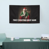 Kerst Elf Donald Trump Spandoek (Beurs)