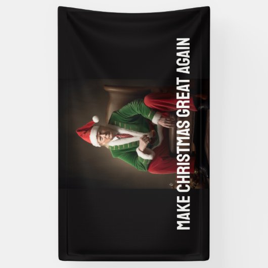 Kerst Elf Donald Trump Spandoek (Verticaal)