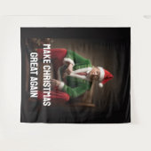 Kerst Elf Donald Trump Wandkleed (Voorkant (horizontaal))