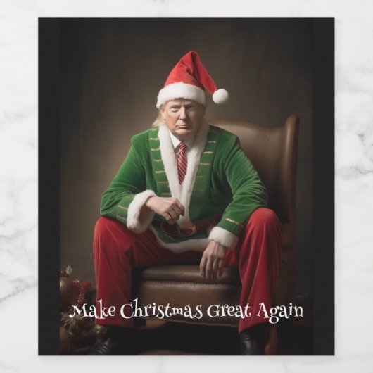 Kerst Elf Donald Trump Wijn Etiket (Enkel label)