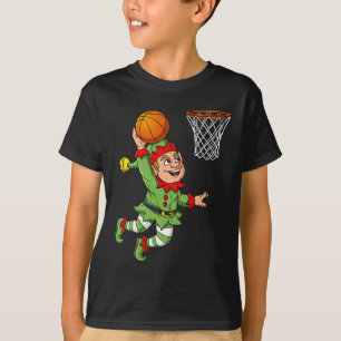 Kerst Elf Dunking Een Basketbal Fun Boys Kinder X T-shirt