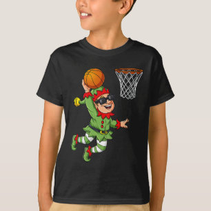 Kerst Elf Dunking Een Basketbal Fun Boys Kinder X T-shirt