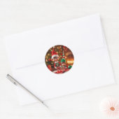 Kerst Elf Elfen met Cadeaus AI Afbeelding Ronde Sticker (Envelop)