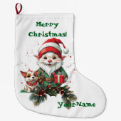  Kerst Elf en Doggo Stocking Grote Kerstsok (Voorkant)