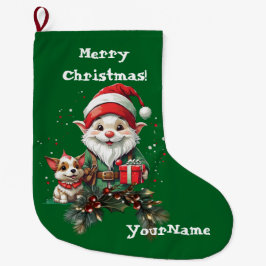 Kerst Elf en Doggo Stocking Grote Kerstsok