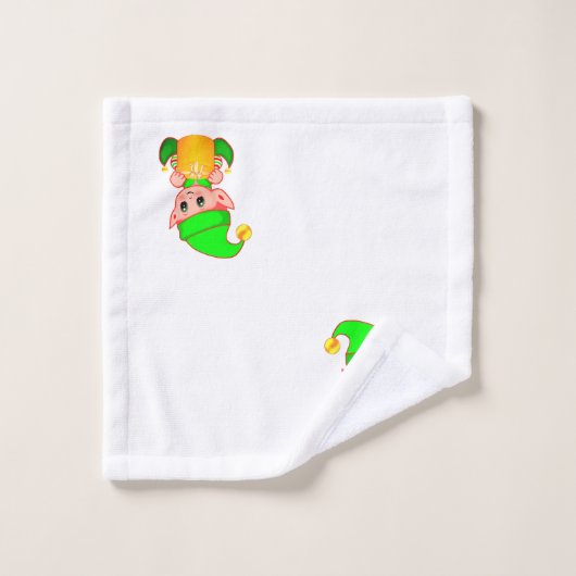 Kerst, Elf en Green Red Diamond Star Pattern Bad Handdoek (Wasdoekje)