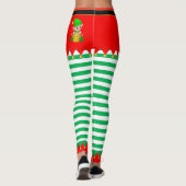 Kerst: Elf en Jingle Bells op groen en wit Leggings (Achterkant)