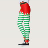 Kerst: Elf en Jingle Bells op groen en wit Leggings (Links)
