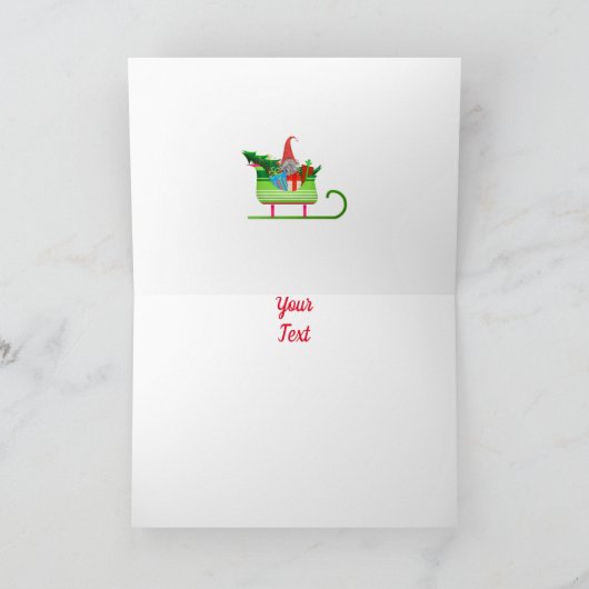 Kerst elf en slee kaart (Binnen)