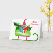 Kerst elf en slee kaart (Gele Bloem)