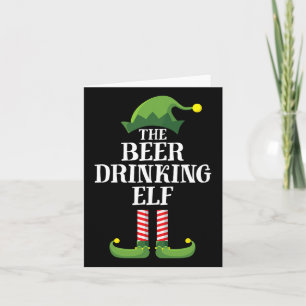 Kerst Elf Familie Groep Drinkt Bier  Kaart