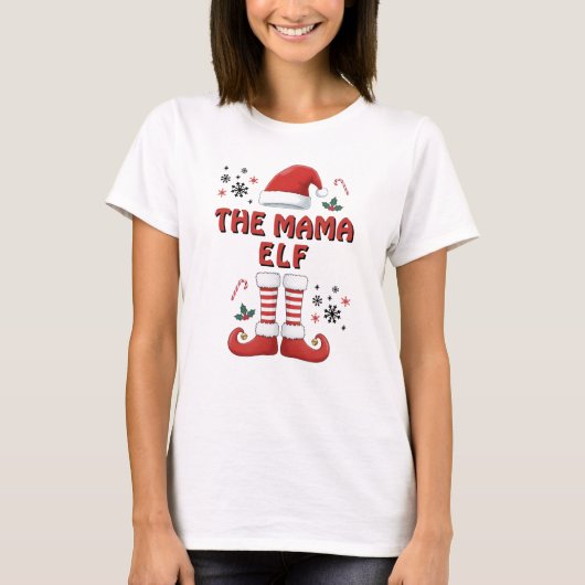 Kerst Elf Familie Matching Grappig Wit T-shirt (Voorkant)