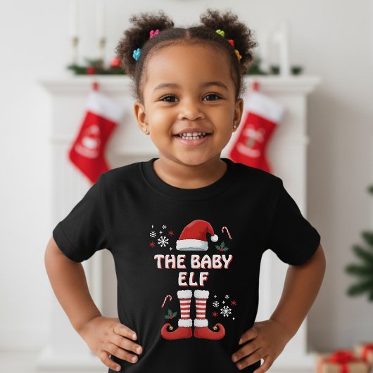 Kerst Elf Familie Matching Grappig Zwart T-shirt