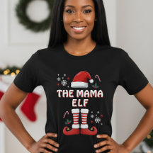 Kerst Elf Familie Matching Grappig Zwart T-shirt