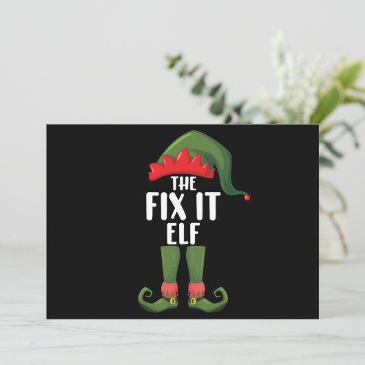 Kerst Elf Familie Matching Groep Kerstmis Kaart (Staand voorkant)