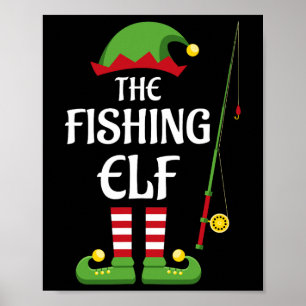 Kerst Elf Familie Matching Groep Visserij Poster