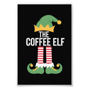 Kerst Elf Familie Overeenkomende Groep Koffie Foto Afdruk