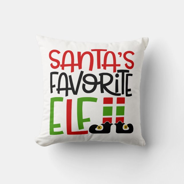 Kerst Elf Familie Pret Kussen (Voorkant)