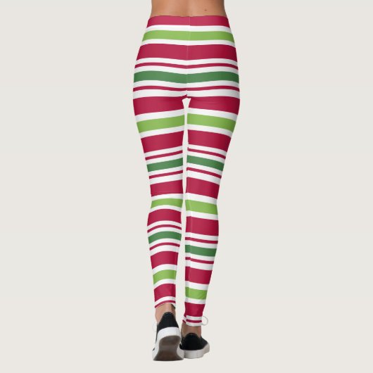 Kerst Elf Feest Vakantie Gestreepte Leggings (Achterkant)