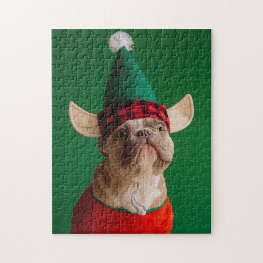 Kerst Elf Grappige Hond Huisdier Kerstmis Legpuzzel (Verticaal)