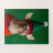 Kerst Elf Grappige Hond Huisdier Xmas Legpuzzel (Horizontaal)